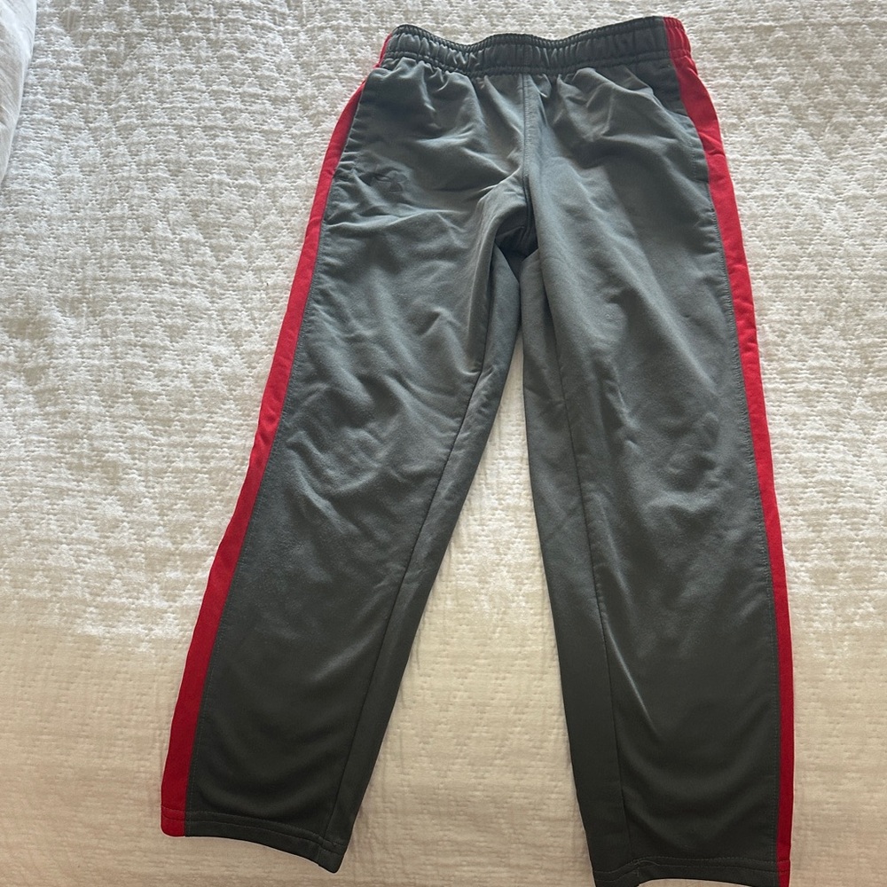 Under Armour Kids Gray Joggers with Red Stripes